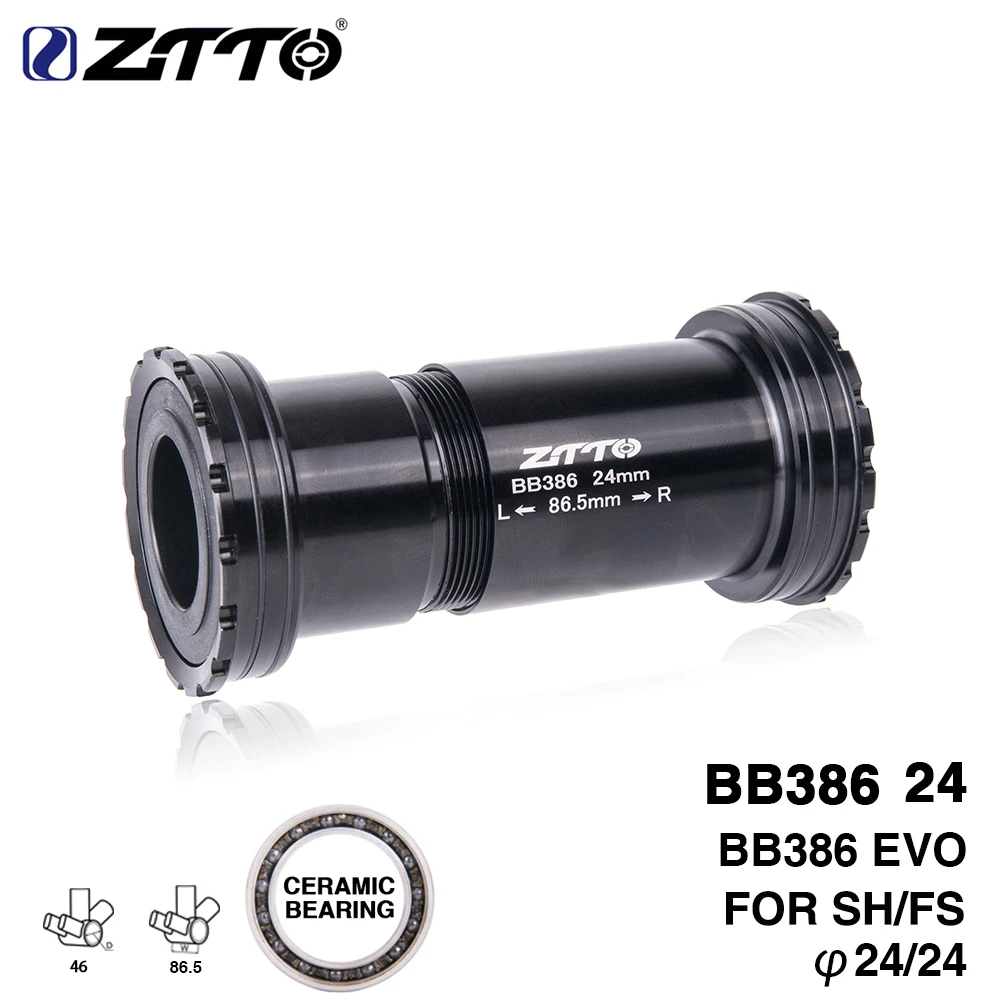 Ztto bb386 cerâmica 24 evo rosqueado lock press ajuste suporte inferior para 386 quadro a 24mm cárter qualidade centro adaptador