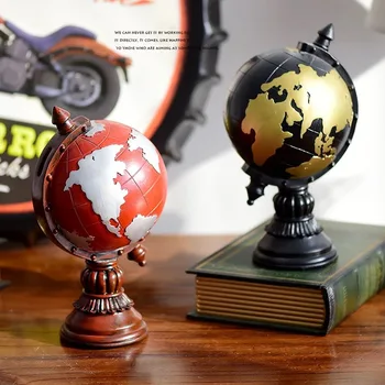 

[New] Vintage Sculpture Simulation terrestrial globe saving pot model Statue Art Carving Resin artware Figurine Home Decorations