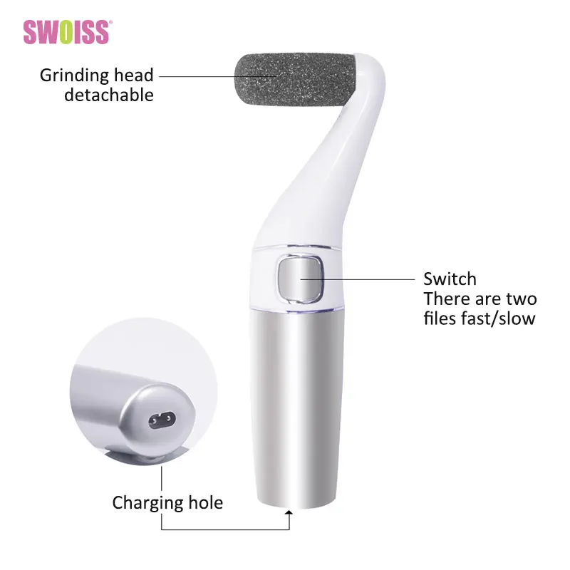 

SWOISS Electric Foot Callus Pedicure Remover Heels Dead Skin Exfoliator Foot Care Tools USB Charge