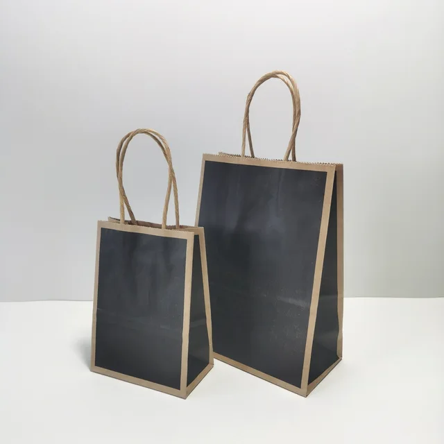 10pcs Kraft Paper Bags For Wedding Birthday Home Party Carrying Bags Takeaway Packaging Bag Shopping Bag Gift Package Bag Black