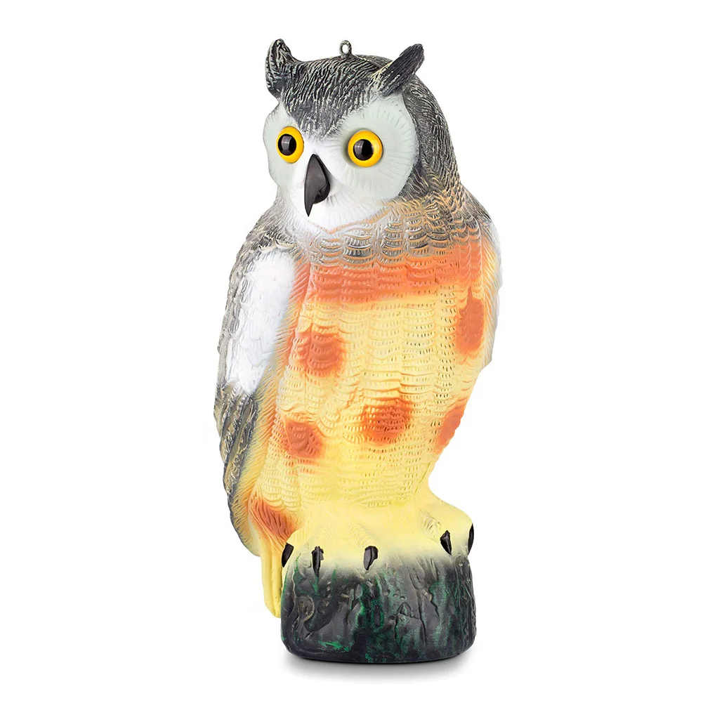 

Hunting Ornament Realistic Plastic Owl Decoys With Rotating Head Good Tackle Crow Bird Scarer Scarecrow Car Garden Docoration