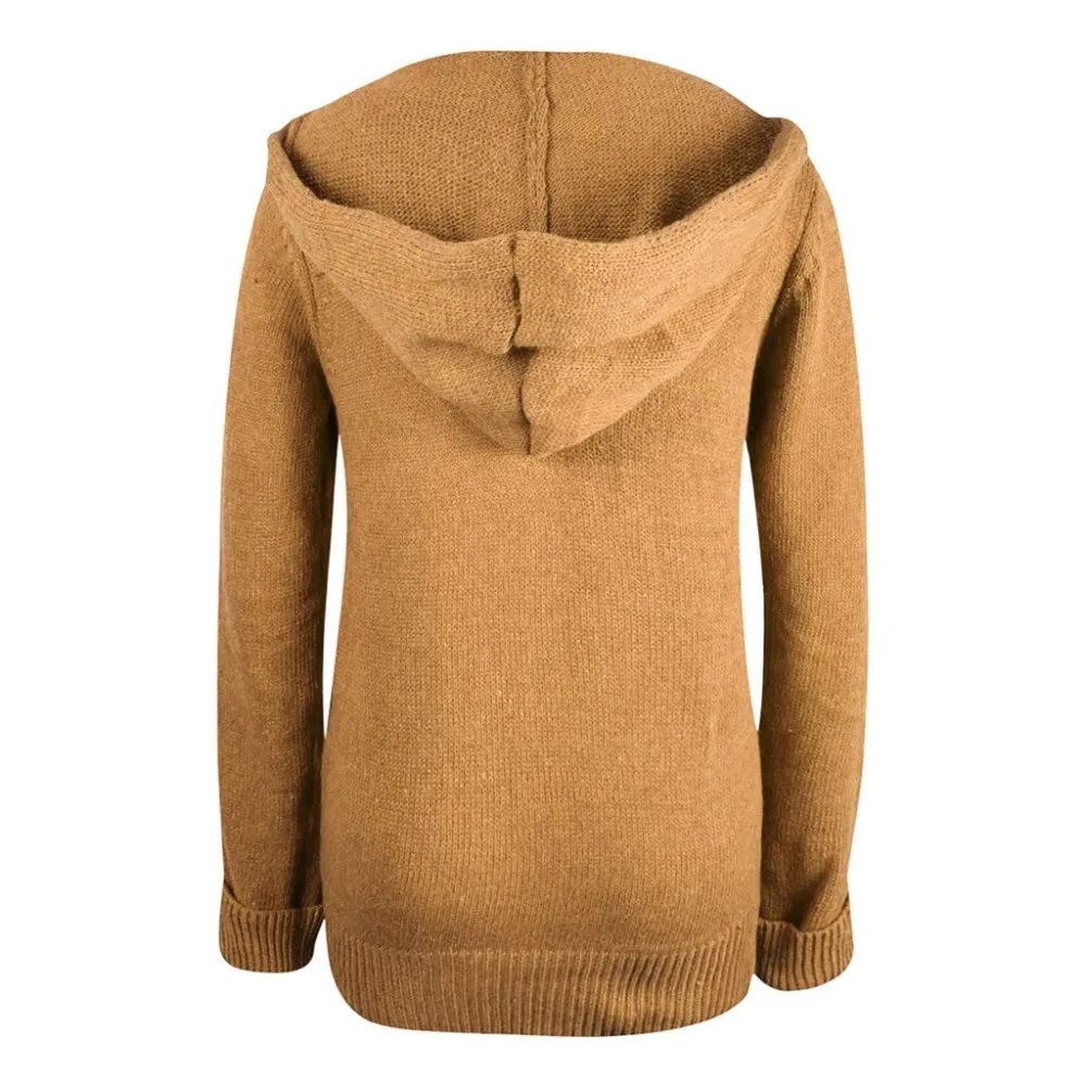 Fashion Long Cardigan Women Fashion Harajuku Loose Button Knit Hooded Sweater Women Casual Oversized Jacket Coat Autumn