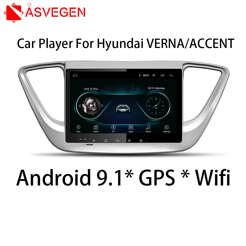 Top 9" Android 8.1 Car Multimedia Player For Hyundai VERNA/ACCENT 2016 Car Stereo Radio Bluetooth WIFI Audio Mirrorlink MP5 Player 0