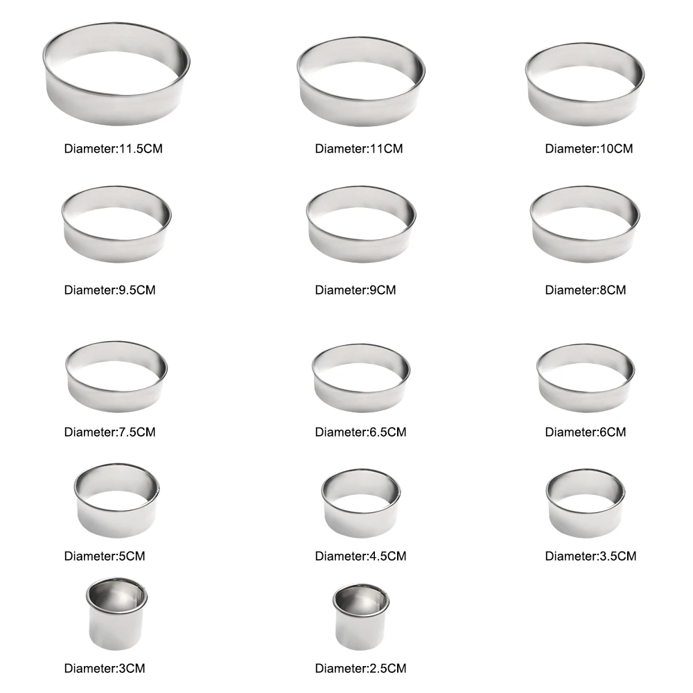 14 шт./компл. круглая форма для торта форма круг Свадебный резак для печенья кольца для Мусса форма для пиццы десерт DIY Декор инвентарь для изготовления кондитерских изделий
