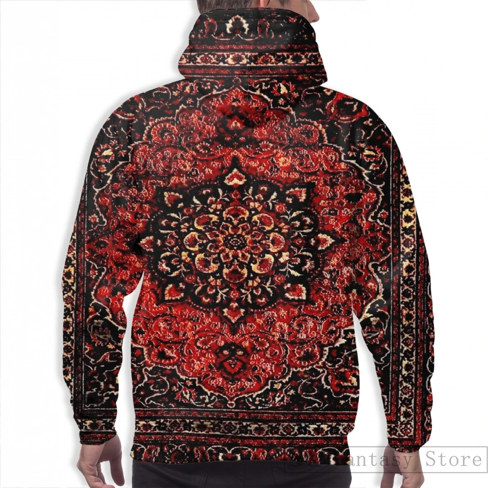 Mens Hoodies Sweatshirt for women funny Persian carpet look in rose print Casual hoodie Streatwear