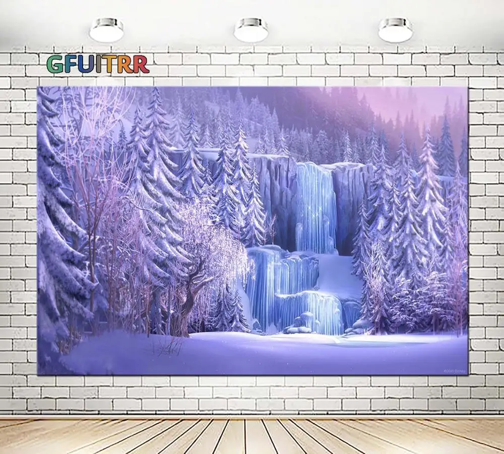 GFUITRR Фэнтези Снежный мир фотографии фонов для свадьбы и дня рождения фон голубого