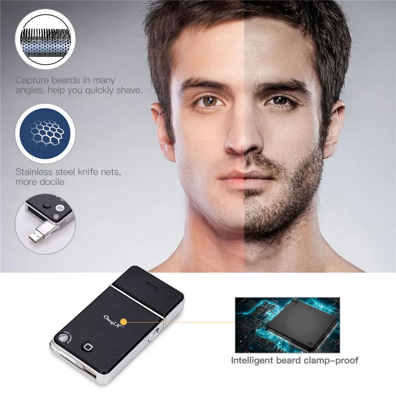 Men Rechargeable Floating Beard Shaver Mustache Slim Foil Shaving Machine Razor Trimmer Reciprocating Blade Pocket Size | Бытовая