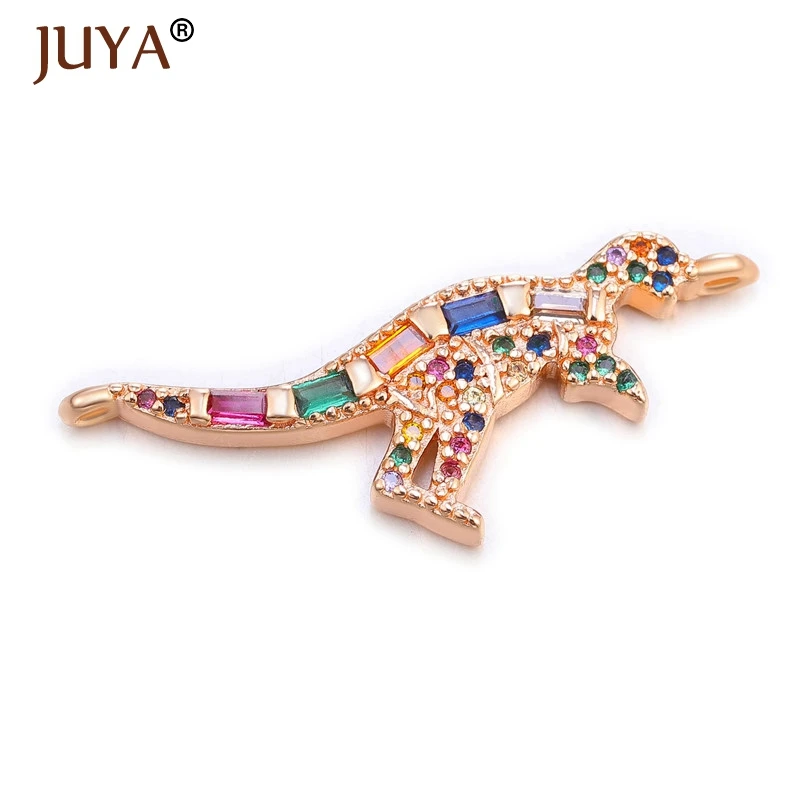 JUYA, новая мода, четыре цвета, соединители животных, популярные кубические циркония, подвески в виде животных, ювелирные изделия, компоненты ручной работы - Цвет: rose gold