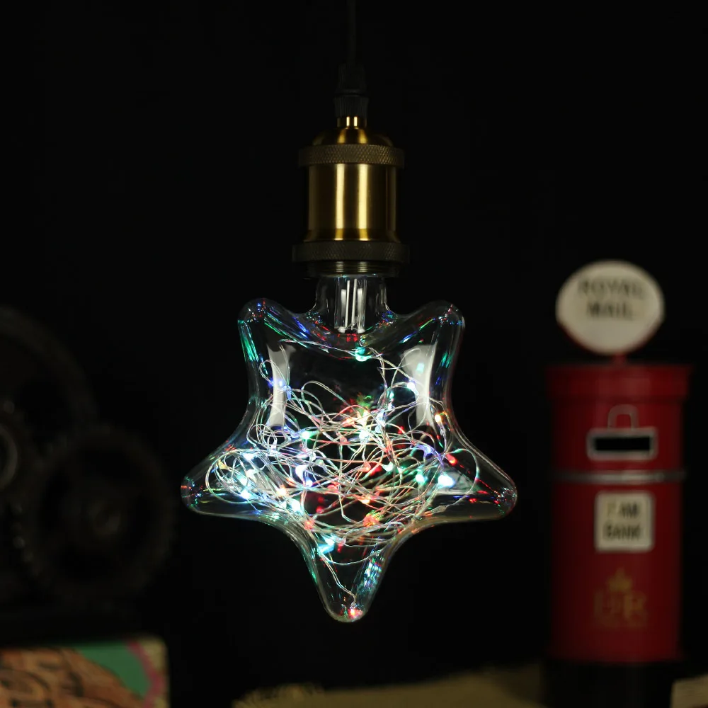 

Five-pointed Star Modeling Copper Lamp Star RGB Color Flashlight LED Energy Saving Holiday Decorative Lights AC85-265V