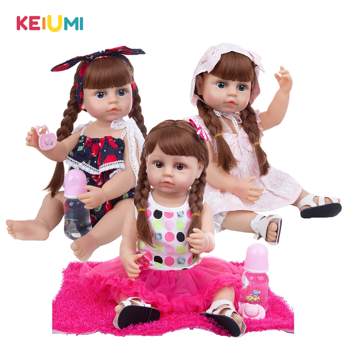 

New Arrive Dolls 22 Inch Full Silicone Body Reborn Baby Doll Toys KEIUMI Newborn Toddler Tan Skin Toys Doll Kids Birthday Gift