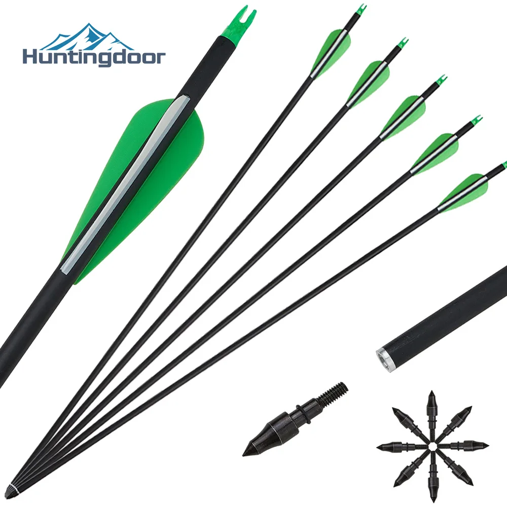 

6pcs/12pcs/24pcs Huntingdoor Mixed Carbon Arrows 31.5inch Spine 500-550 Archery Arrow for Hunting Shooting Exercise Holiday Gift