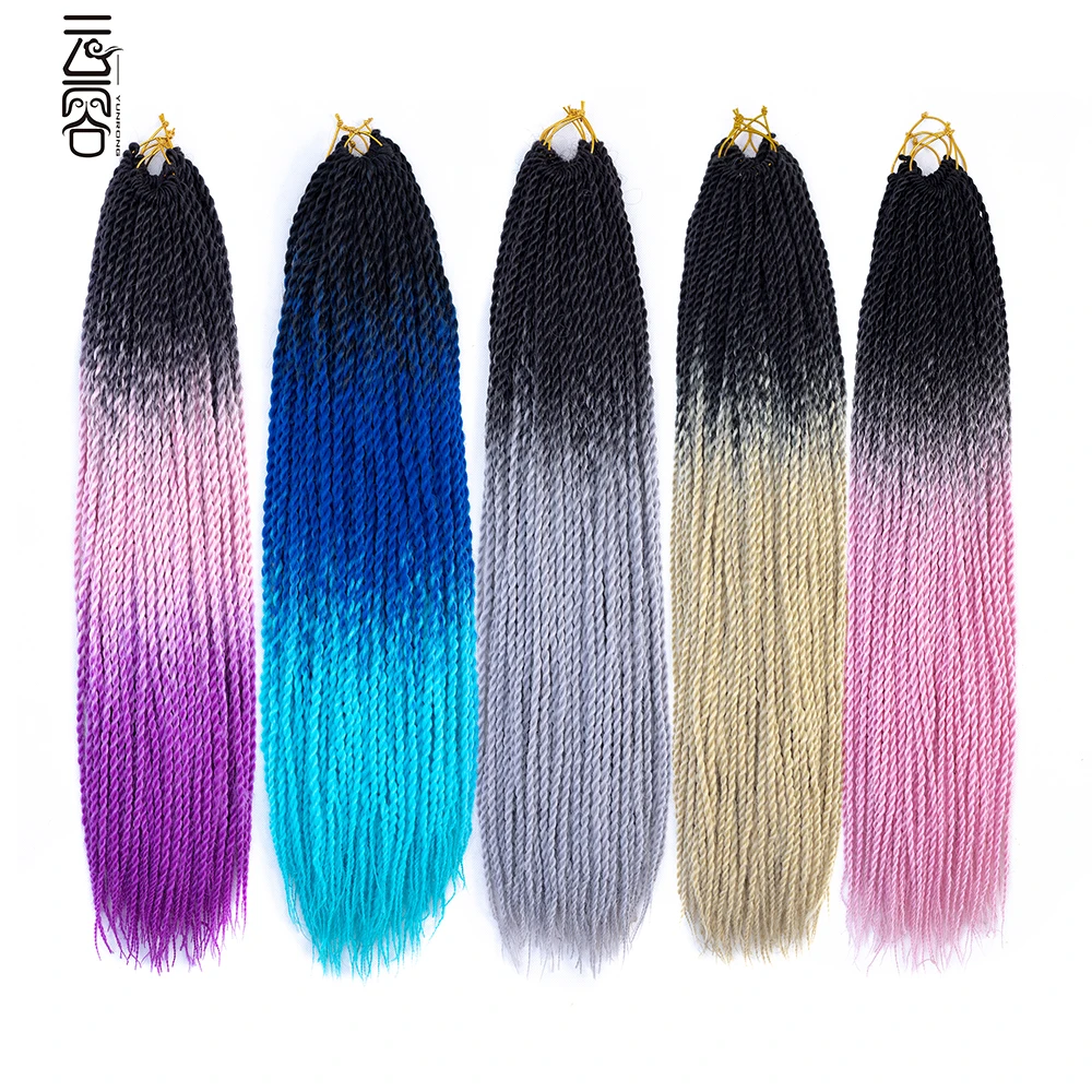 

YUNRONG Senegalese Ombre Hair 20 Inch Synthetic High Temperature Fiber Crochet Braids Gradient color Wigs