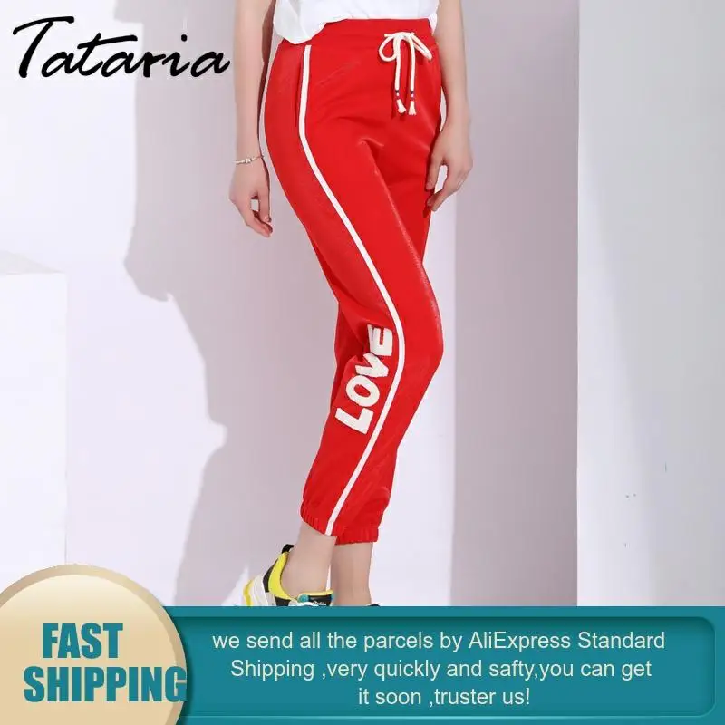 Женские брюки в белую полоску Tataria спортивные Капри с высокой талией полосатые