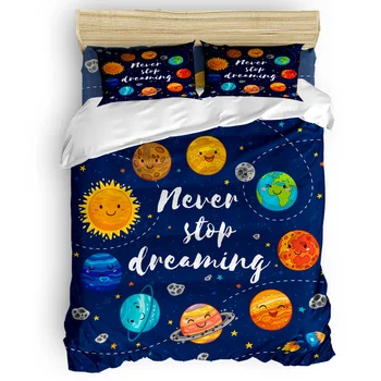 

Cartoon Planet Pattern Printing Custom Bedding Set 3D Digital Printing Christmas Bedding Set US KING QUEEN
