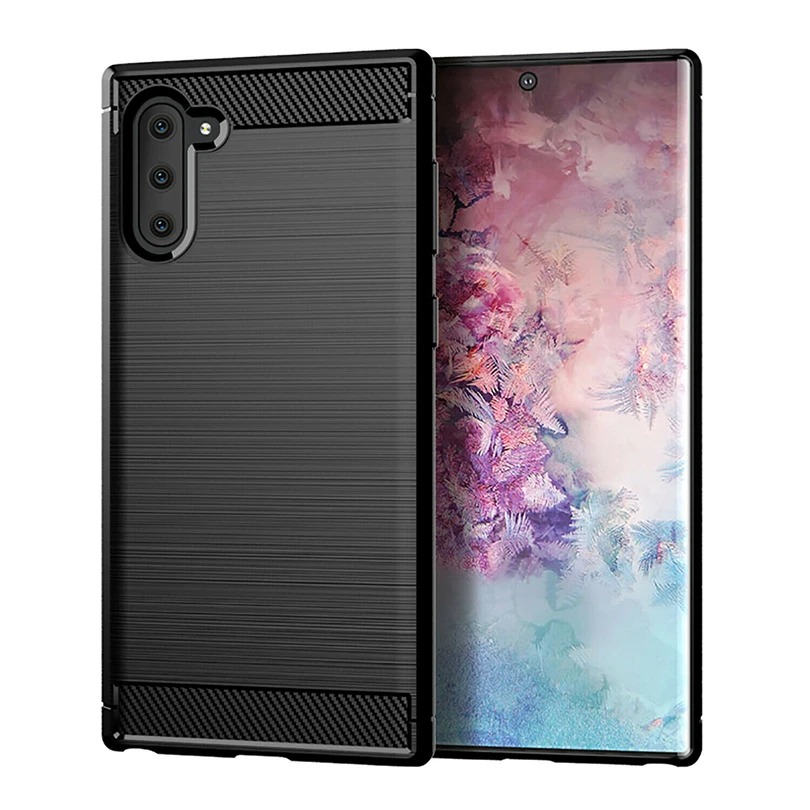 Carbon Fiber Phone Case For Samsung Galaxy Note 10 Plus 8 9 Water Resistant Bumper Silicon Cover Matte TPU Cases | Мобильные