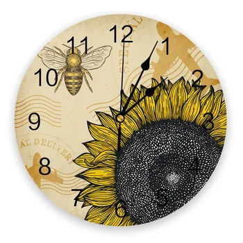 

Sunflower Bee Retro Style Wall Clock Decorative Creative Modern Wall Clock for Living Room Kitchen Office Bedroom