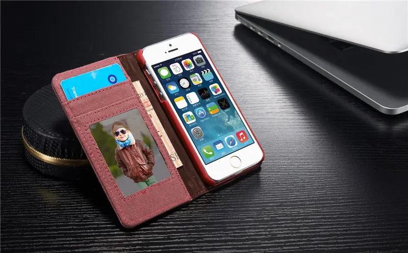 Чехол для iPhone 5, 5s se, роскошный держатель для карт, Холщовый кошелек, подставка, задняя крышка для телефона, откидная крышка для iPhone 5S, чехол, Fundas