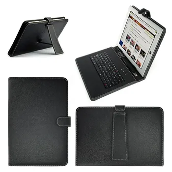 

2 In 1 Dustproof Keyboard Black PU+PC Leather Cover With Stand Case For Android Tablet 10.1Inch With Built-in USB Wired Keyboard