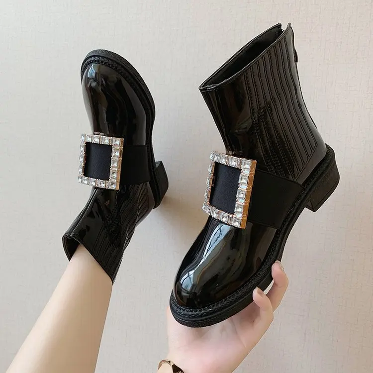 Mhysa/зимняя обувь; женские ботильоны; коллекция года; Модные женские ботильоны с круглым носком и пуговицами сзади; botas mujer zapatos de mujer