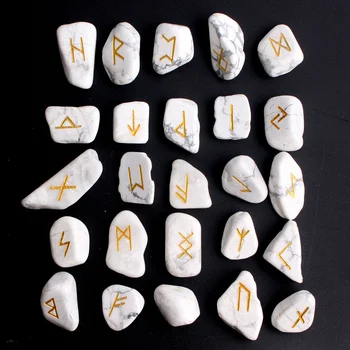 

25Pcs Natural Howlite Crystal Rune White Runes Stone Divination Fortune-telling Reiki Healing Meditation Gift Decor Collection