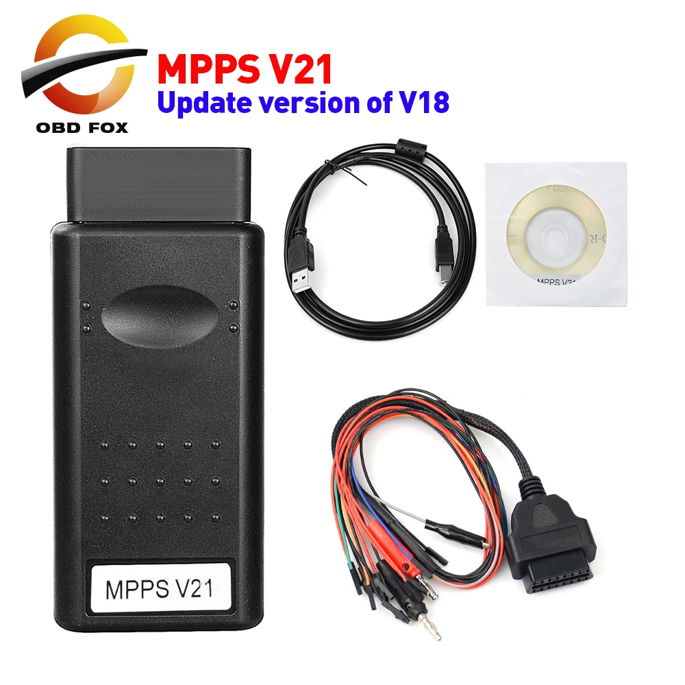 OBD2 MPPS V21 Авто ECU чип интерфейс V16 V18 для EDC15 EDC16 EDC17 16 Многоязычный CAN мигающий кабель