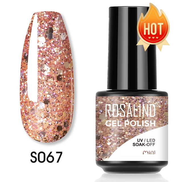 ROSALIND 7ml Gel Polish Semi Permanent Nails Gel Polish Soak Off UV LED Base Top Coat Vernis Nail Art Glitter Gel Varnish SLS-S067