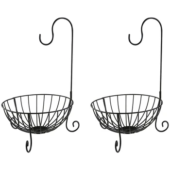 

Practical Tableware Metal Fruit Basket Detachable Banana Hanger Storage Holder Hook(2Pack)