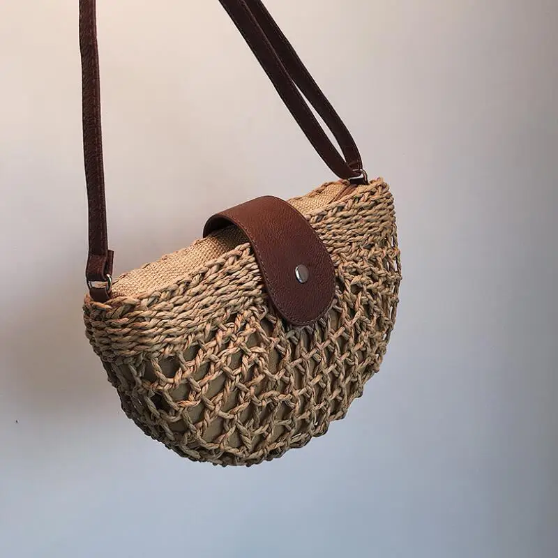 Соломенная Сумка, женская летняя сумка из ротанга, сумка-мессенджер с пряжкой, модная сумка на плечо, ручная работа, тканая пляжная сумка, Новинка
