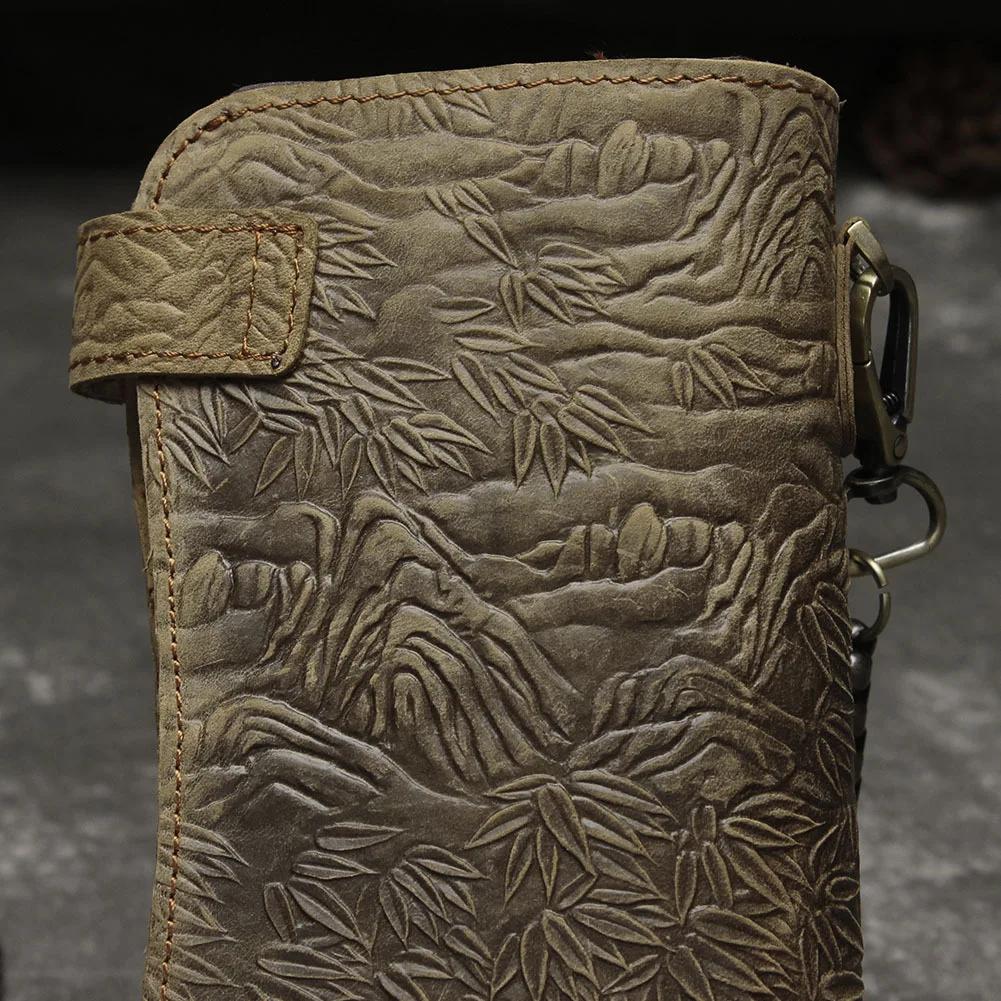 Ретро Для мужчин, Сумки из натуральной кожи кожаные длинные Анти-кражи кошелька Для мужчин, Сумки из натуральной кожи кольцо для ключей Для мужчин кошелек