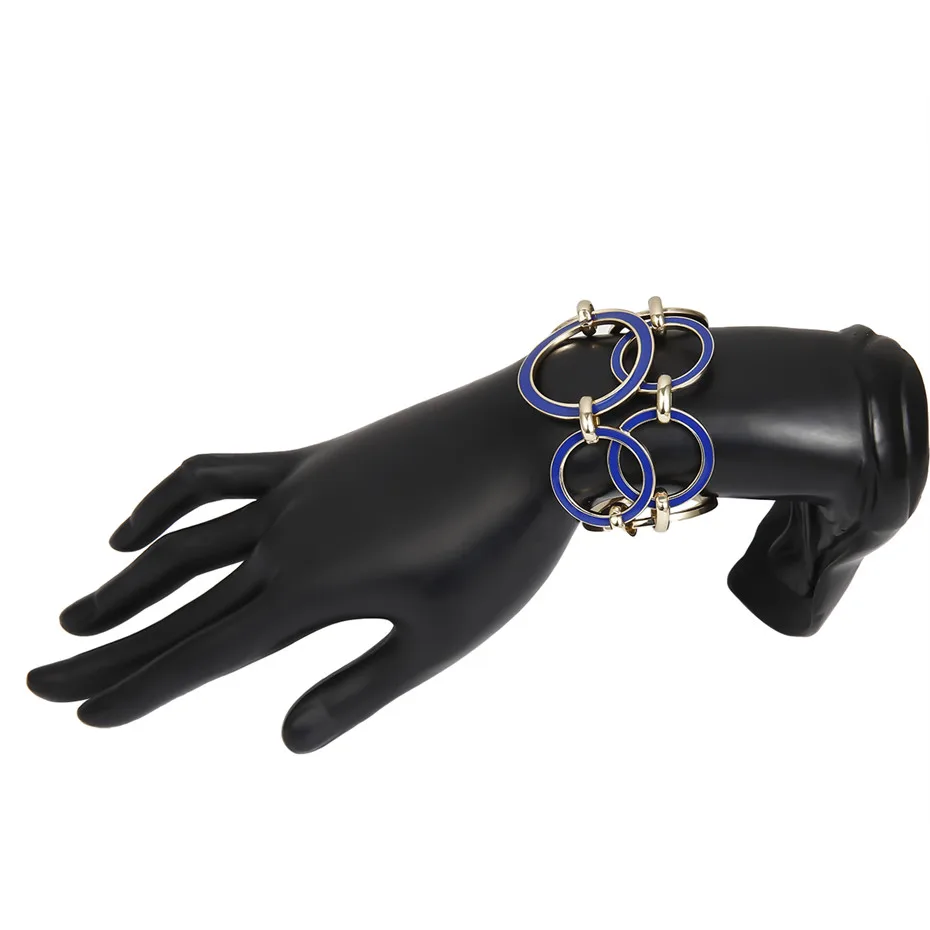 Golden Bracelet Lacteo, винтажный большой круглый Круглый браслет на цепочке, ювелирное изделие для женщин,, Панк мода, голубой крест, цепочка, браслет с шармами, подарки - Окраска металла: Golden Bracelet