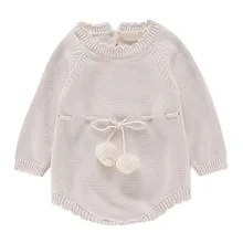 Зимний свитер для маленьких девочек от 0 до 24 месяцев; детский вязаный милый комбинезон с длинными рукавами; Одежда для новорожденных