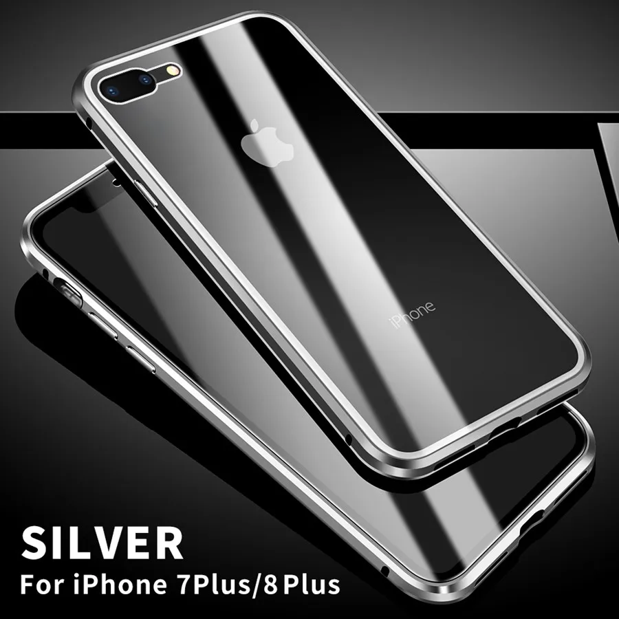 Sleek Magnetic Adsorption Case with Metal Frame and Tempered Glass Backing