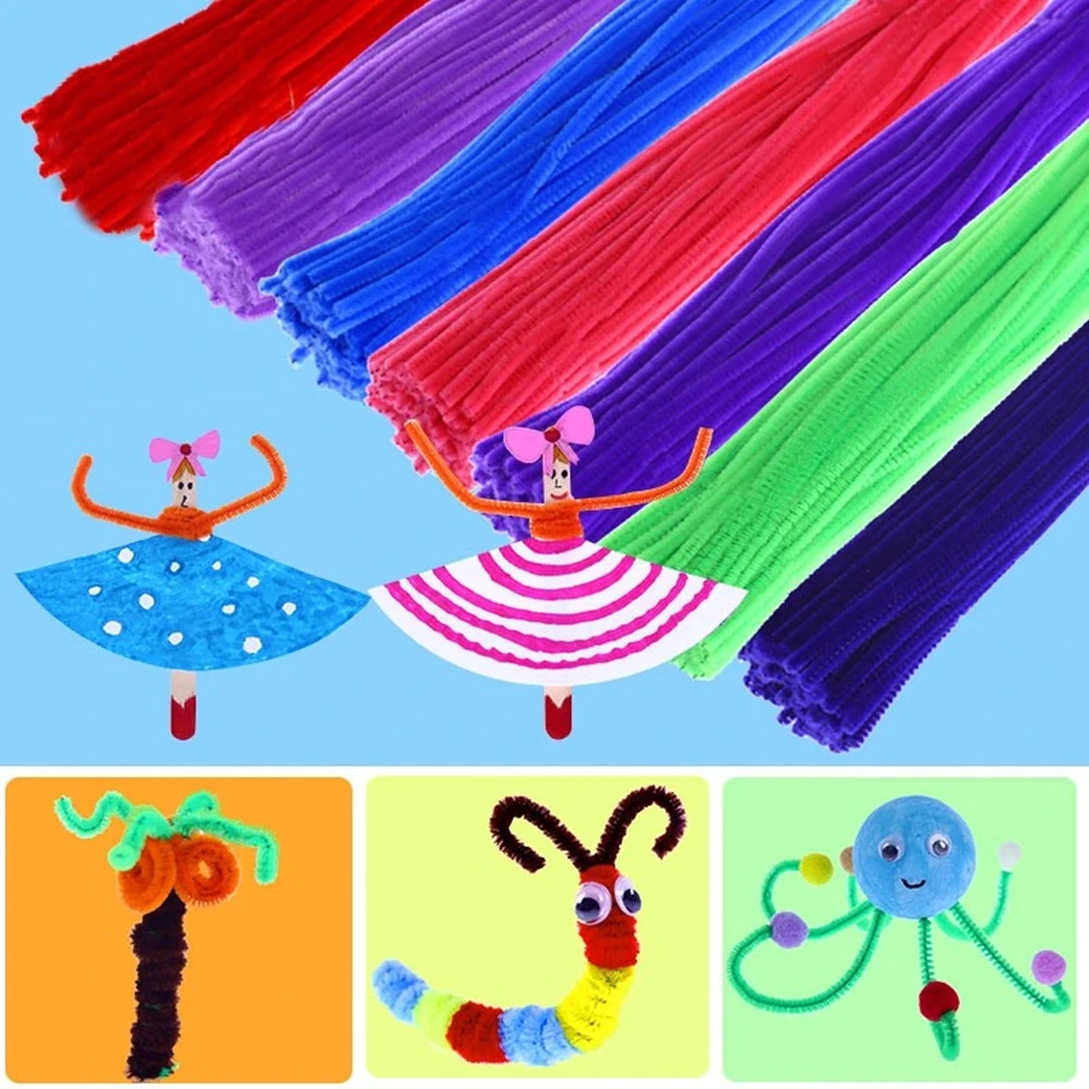 100pcs 30cm Chenille Stems Pipe Cleaners Kids Plush Educational Toy Colorful Pipe Cleaner Toys Handmade DIY Craft Supplies