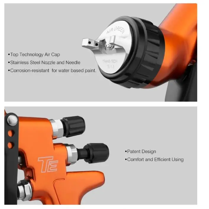 Воздушный зеленый оранжевый цвет TE 1,3 мм Металл Мощность эпоксидный пистолет-распылитель краска