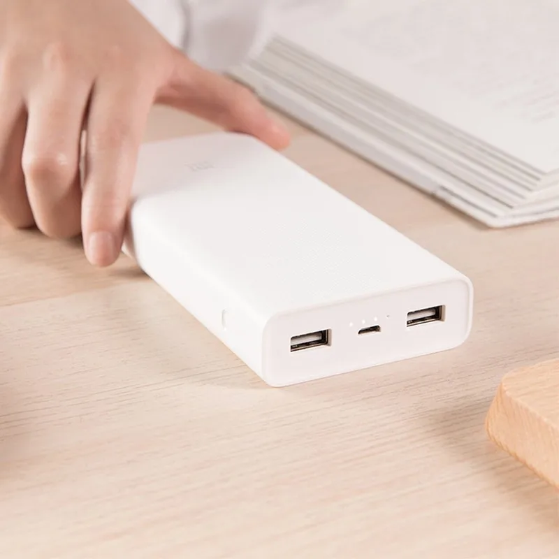 Xiaom Mi 2C QC3.0 power Bank 20000 мАч мобильный портативный внешний аккумулятор 2 Dual USB выход двухсторонний полимер быстрой зарядки для мобильного телефона