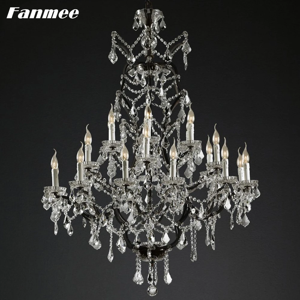 19th C. Круглая железная и Хрустальная люстра Rococo винтажный светодиодный