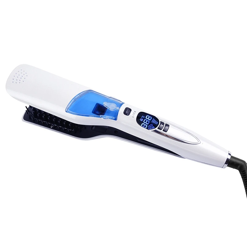 

EAS-Us Plug Professional Steam Fast Hair Straightener Comb Spray Vapor Flat Iron Hair Straightening Brush Lcd Display Hair Styli
