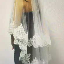 Erosebridal Новое поступление двухслойная свадебная вуаль с расческой короткое кружево для свадебной вуали с бусинами и лентой