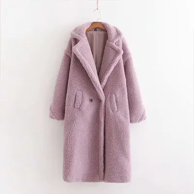violet teddy coat Nagodo длинное плюшевое пальто зимнее теплое пальто из овечьей шерсти Одежда для беременных женщин большие размеры Дамская Куртка 12 цветов - Color: violet teddy coat