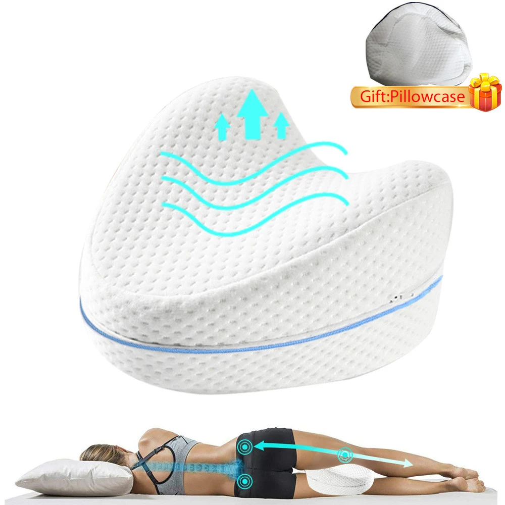 Almohada ortopédica de algodón con memoria para las piernas, cojín de espuma para aliviar el dolor articular de cadera y espalda, para dormir en el hogar