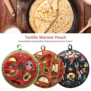 

12 Inch Insulation Bags Tortilla Warmer Pouch Holder Insulated Microwavable Fabric Bag Holder For Corn Flour Burrito