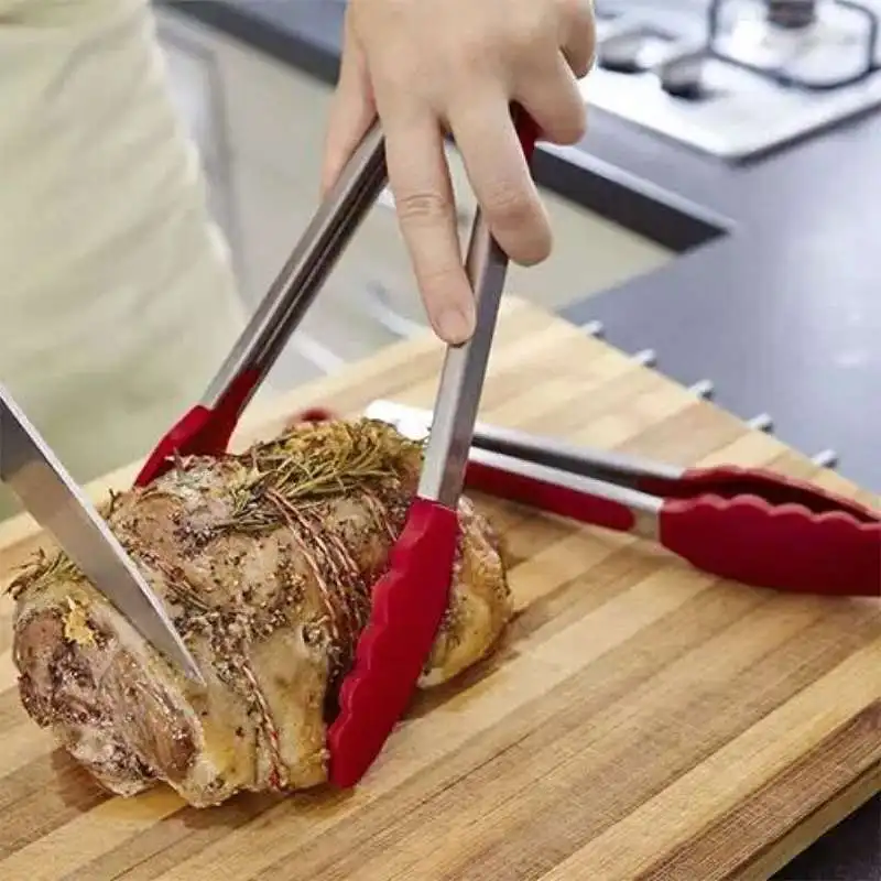B Силиконовый чехол для кухни многофункциональные инструменты для гриля еда клип 12 дюймов барбекю салат барбекю ручка щипцы из нержавеющей стали - Цвет: B