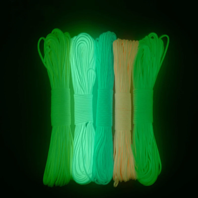 5 Colors Glow In The Dark Luminous Paracord 550 100FT Parachute Cord  Lanyard Rope 7 Strands Cores Outdoor Survival Camping