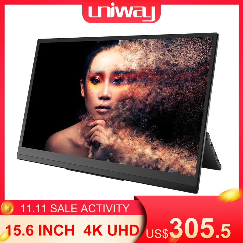 Uniway 4k hdr портативный монитор с сенсорным экраном 15 6 hdmi type c для ноутбука