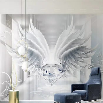 

Custom large mural 3D wallpaper Modern creative fashion abstract space wings jewelry TV back wall decor deep 5D embossed