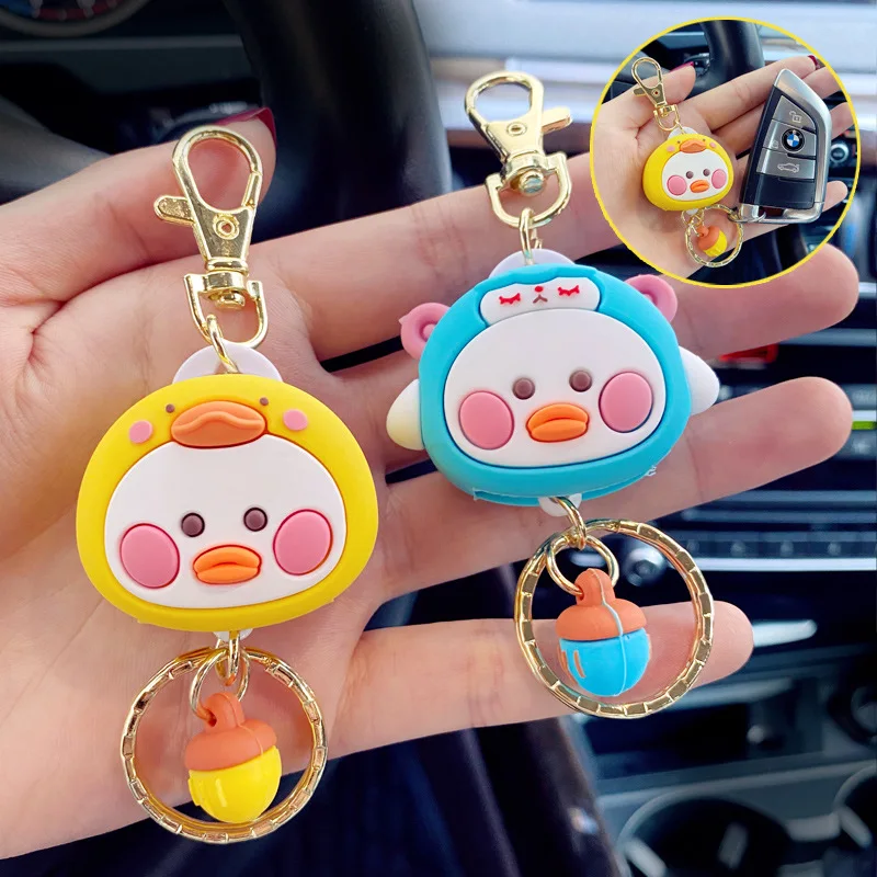 

Hot Sell Cute Silicone Yellow Duck Ropes Keychain Cartoon Duck Couples Women Bag Car Keyring Pendant Accessory Charm Toy Gifts