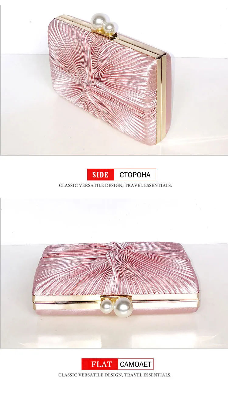 Women Pink Clutch Purse Fashion Fold Evening Bag Elegant Lady Chain Shoulder Bag For Party Banquet ZD1389