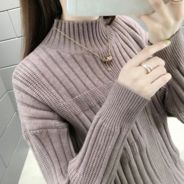 Натуральный хлопок, плоская подошва, вязанные, Blusas De Inverno Feminina, женские свитера и свитера, 9358, новые женские платья на осень и зиму