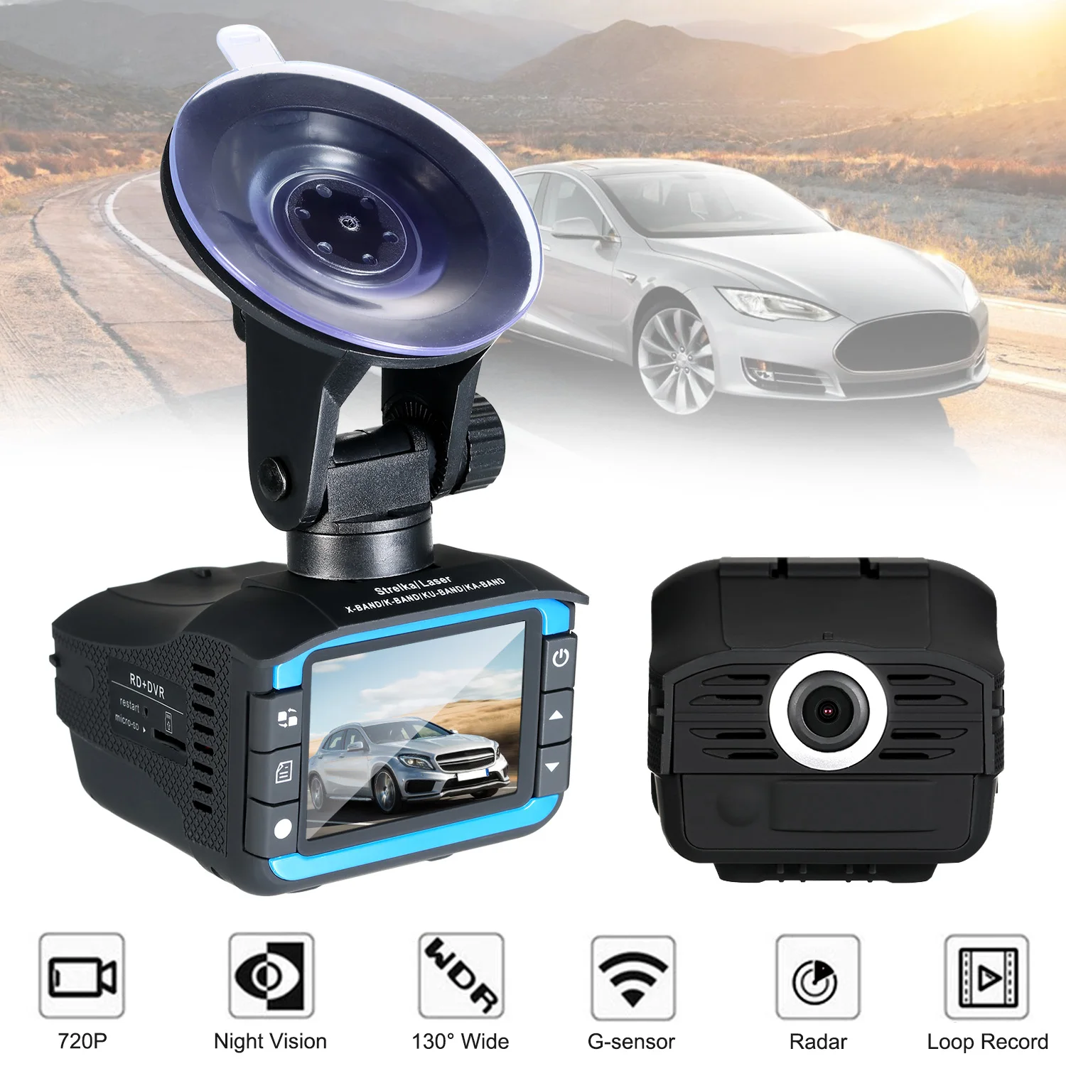 2в1 HD 1080P видеорегистратор для вождения автомобиля Скрытая DVR камера рекордер Dash Cam Лазерная скорость с g-сенсором ночного видения автомобильные видеорегистраторы