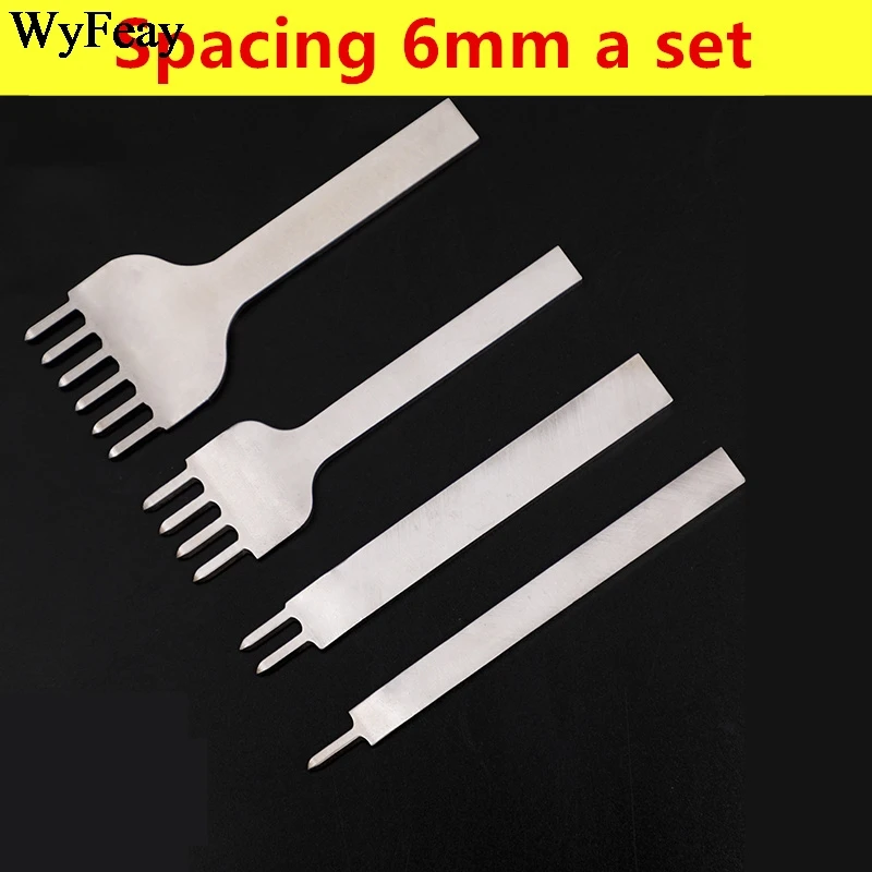 4 Teile/satz Hand Leder Handwerk Werkzeuge Locher Schnürung Stitching Hand-genäht Gürtel Weiß Stahl Verweilen Hiratsuka Prong Punch kits – Detail 15